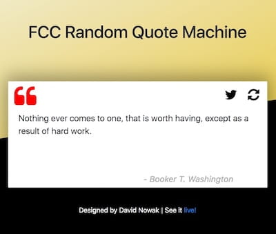 Screenshot of Random Quote Generator Machine done by David Nowak
