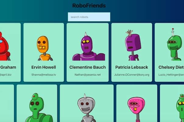 Screenshot of Robofriends App done by David Nowak